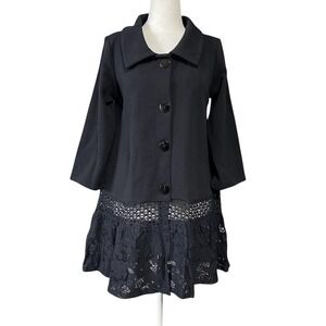 Andria Lieu Collection Jacket Womens Medium Black Long Jamie Lace Made USA